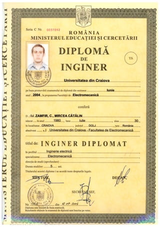 diploma inginer electromecanic
