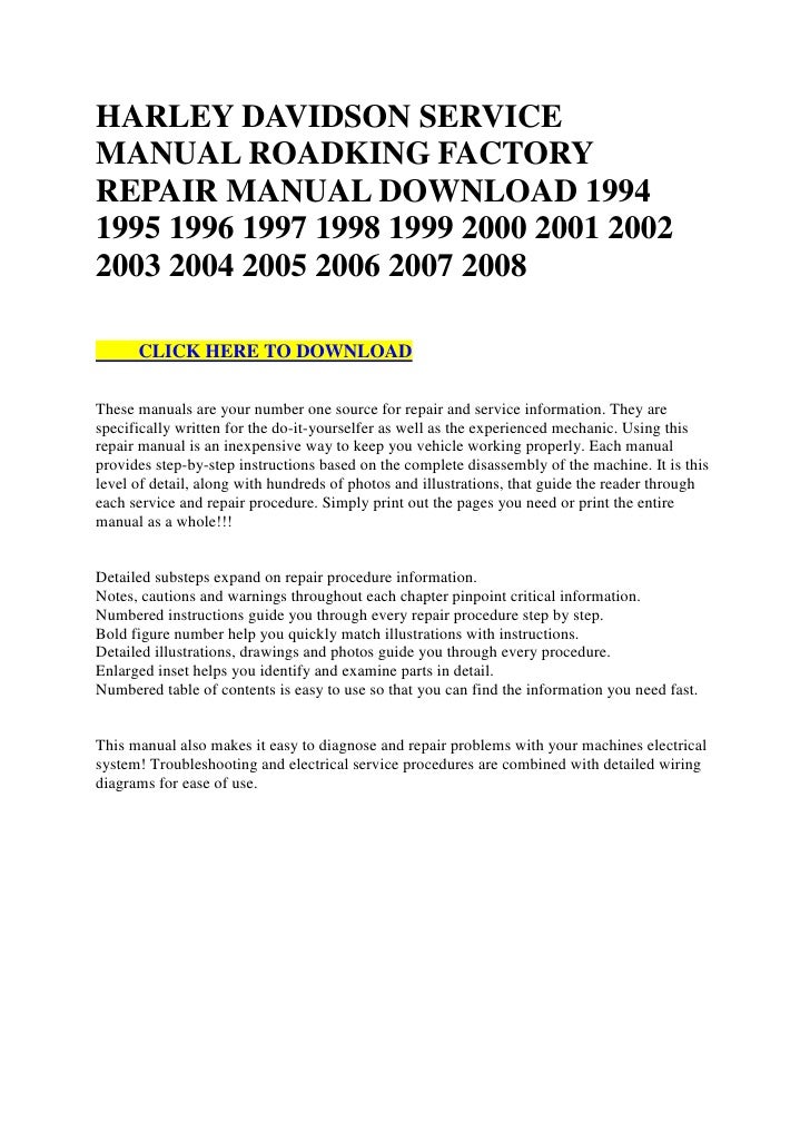 60856 Harley Davidson Service Manual Roadking Factory Repair