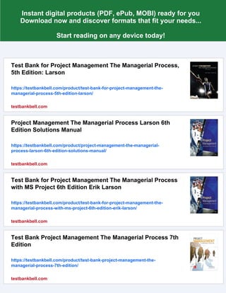 Solution Manual for Project Management The Managerial Process 5th ...