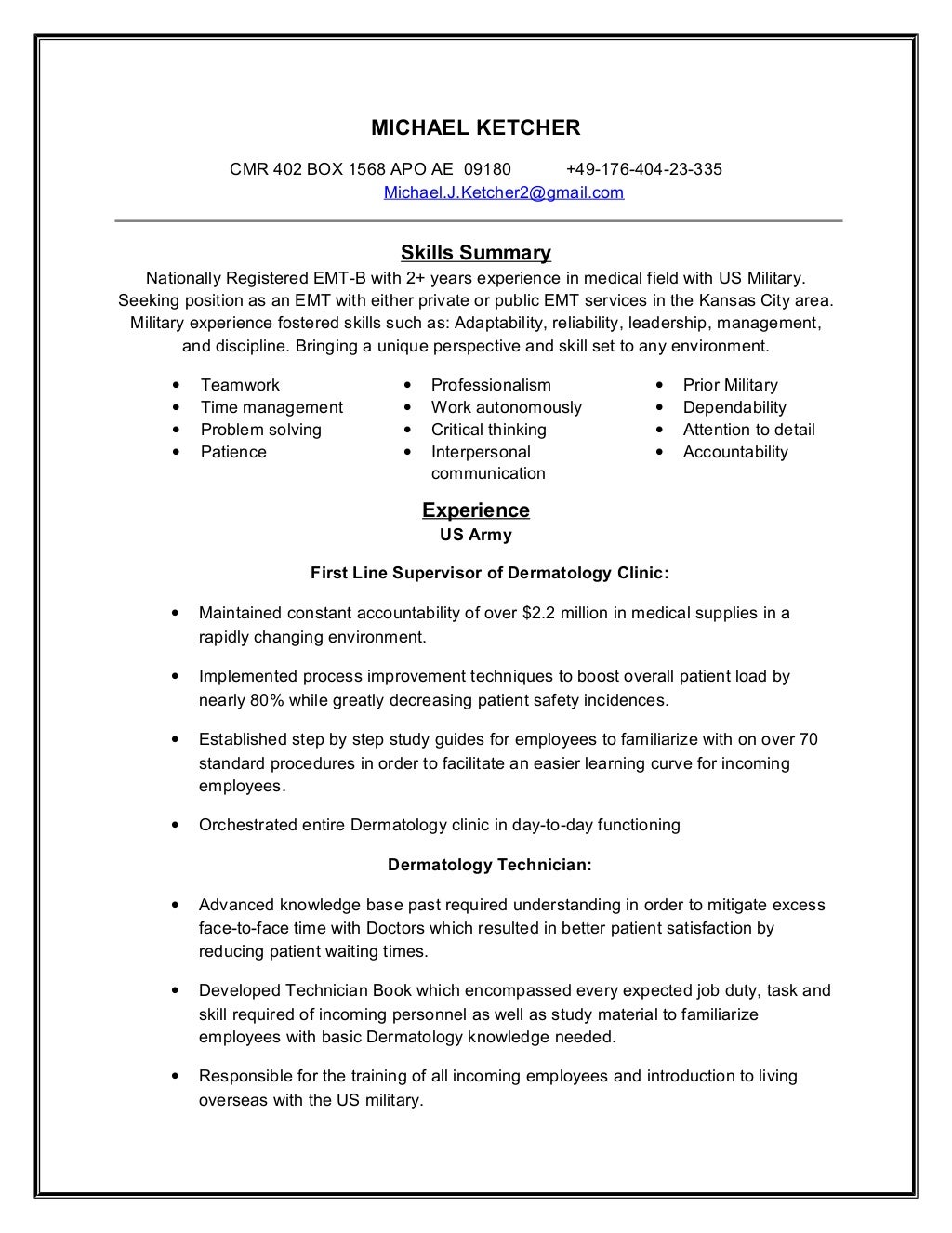 EMT Resume - Emt Resume 1 1024 