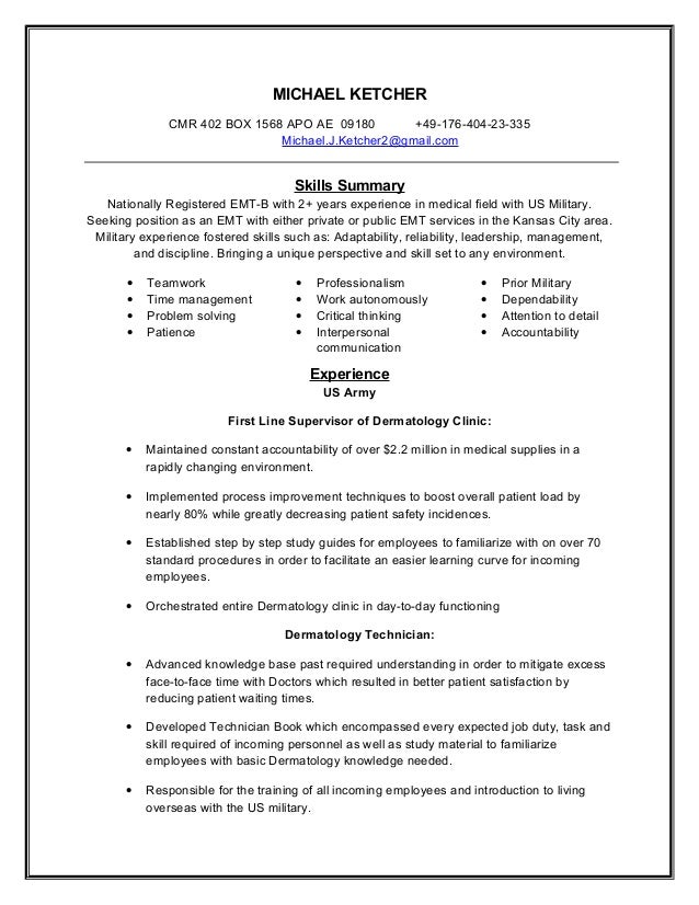 How To Put Emt On Resume How To Put Emt On Resume