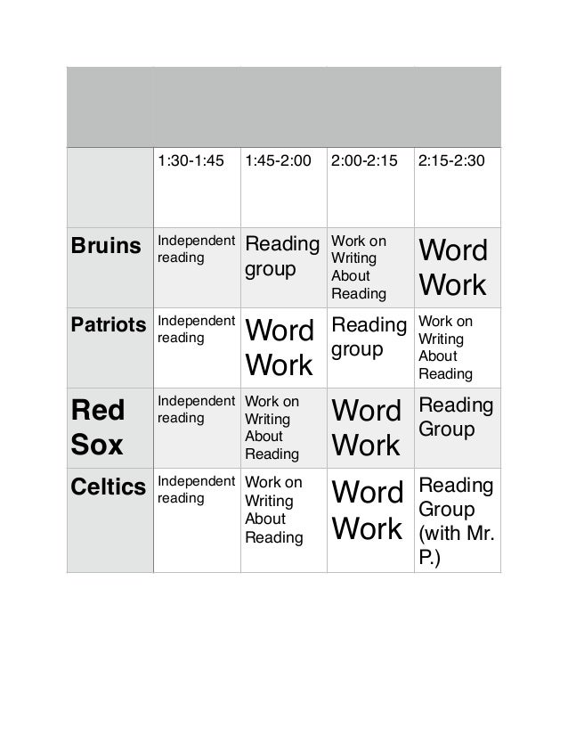 reading group schedule group work schedule