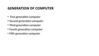 Comprehensive Overview of Computer Generations and Types | PPTX