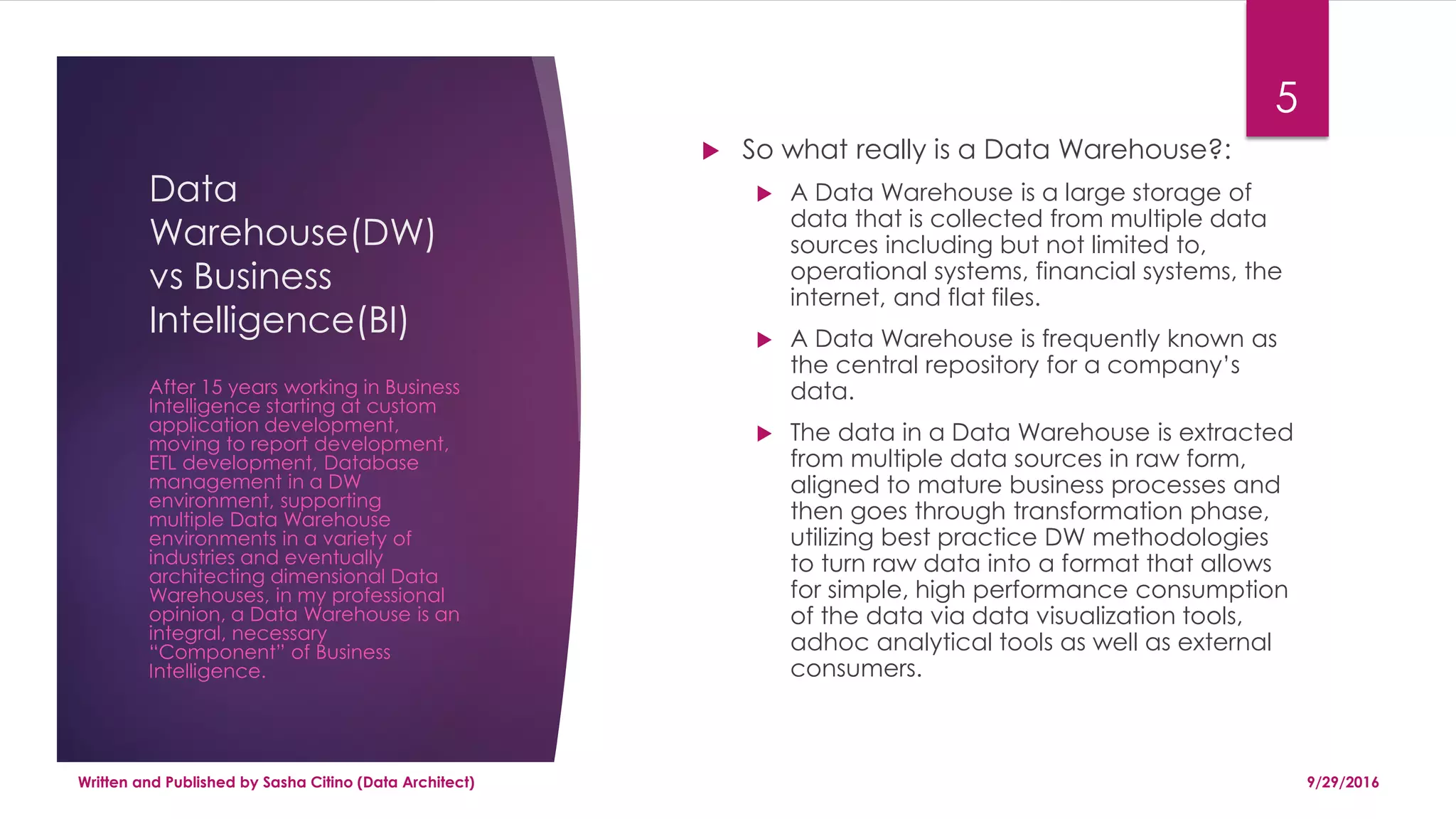 Data Architecture Process in a BI environment | PPT