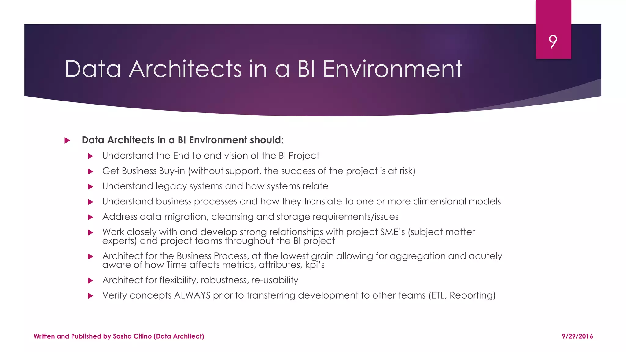 Data Architecture Process in a BI environment | PPT