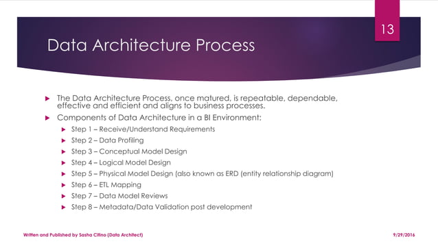 Data Architecture Process in a BI environment | PPT