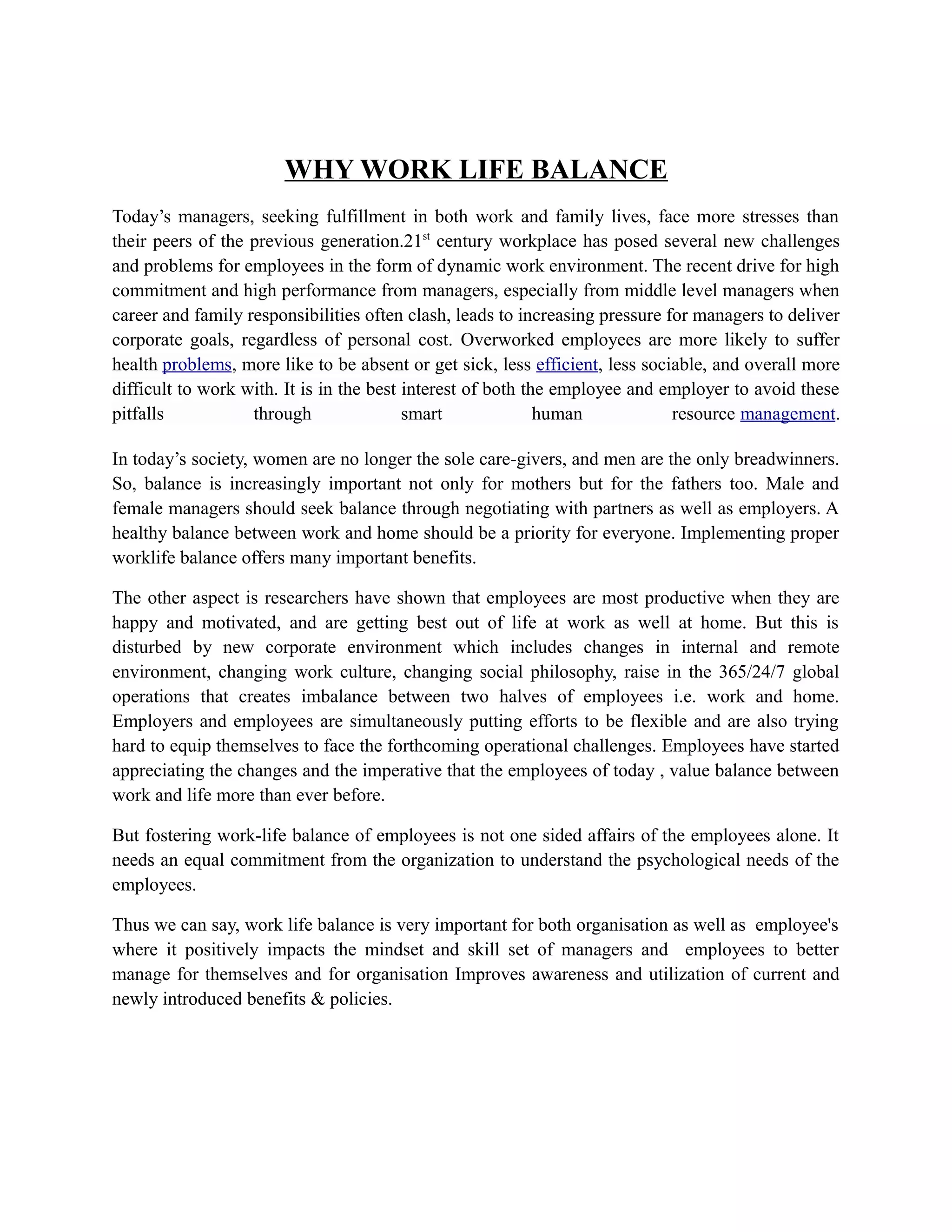 work life balance | PDF