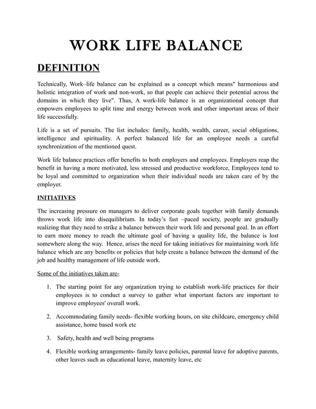 work life balance | PDF