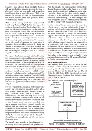 Assessing the Effectiveness of the Learning Modalities during the Covid ...