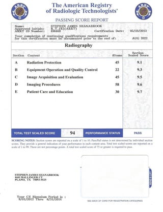 Xray test scores