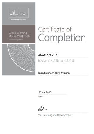 JOSE ANGLO
Introduction to Civil Aviation
20 Mar 2013
 
