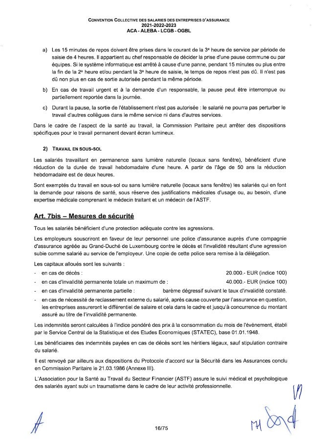 Convention collective de travail des salariés des entreprises d'assurance