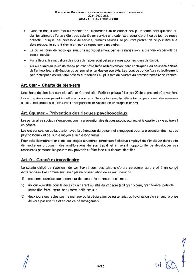 Convention collective de travail des salariés des entreprises d'assurance