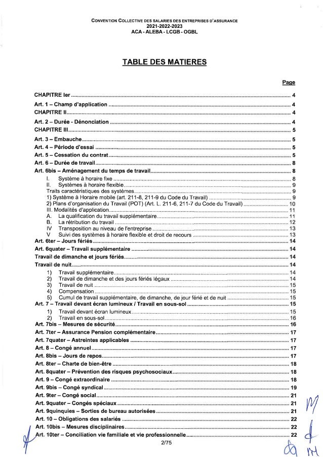 Convention collective de travail des salariés des entreprises d'assurance