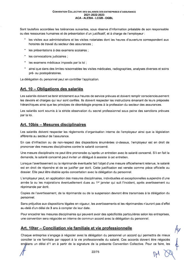 Convention collective de travail des salariés des entreprises d'assurance