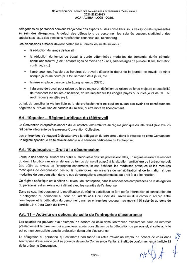 Convention collective de travail des salariés des entreprises d'assurance