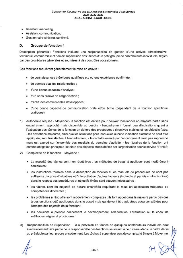 Convention collective de travail des salariés des entreprises d'assurance
