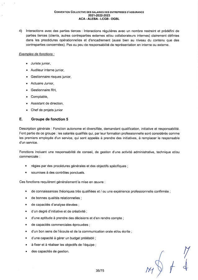 Convention collective de travail des salariés des entreprises d'assurance