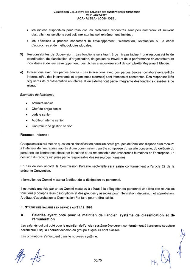 Convention collective de travail des salariés des entreprises d'assurance