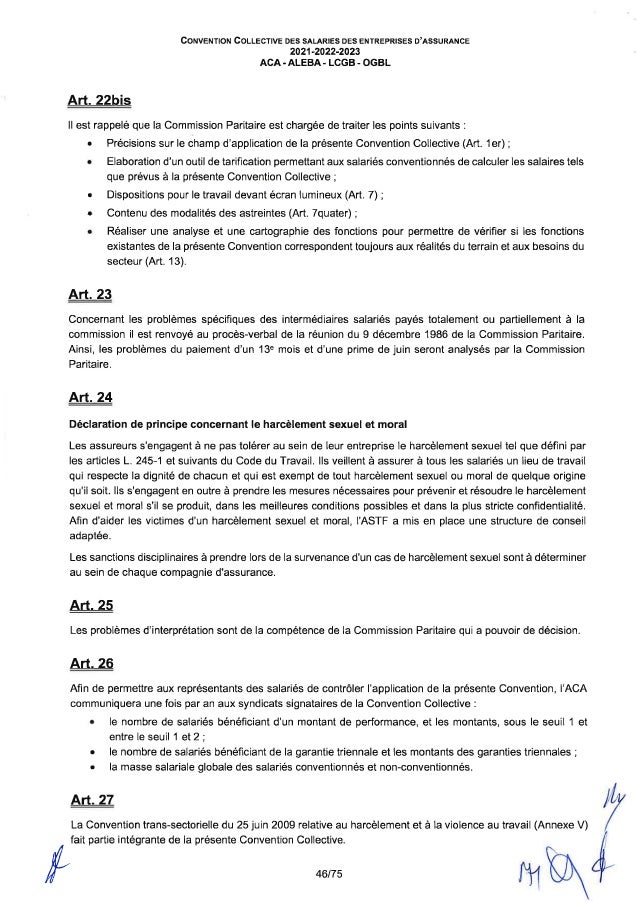 Convention collective de travail des salariés des entreprises d'assurance
