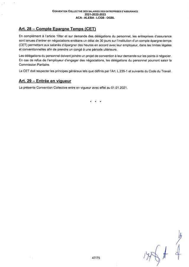 Convention collective de travail des salariés des entreprises d'assurance