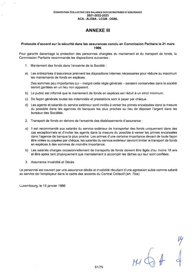 Convention collective de travail des salariés des entreprises d'assurance