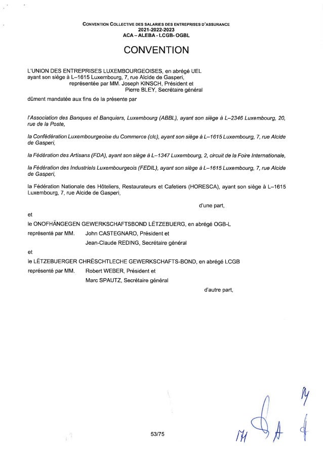 Convention collective de travail des salariés des entreprises d'assurance