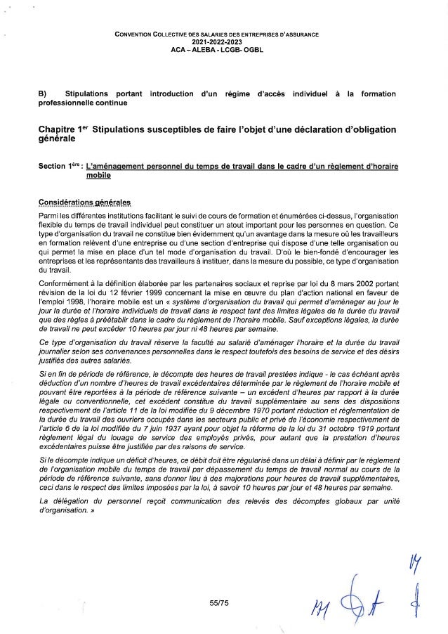 Convention collective de travail des salariés des entreprises d'assurance