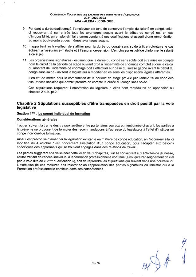 Convention collective de travail des salariés des entreprises d'assurance