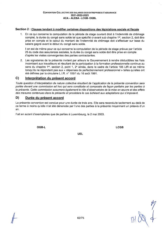 Convention collective de travail des salariés des entreprises d'assurance