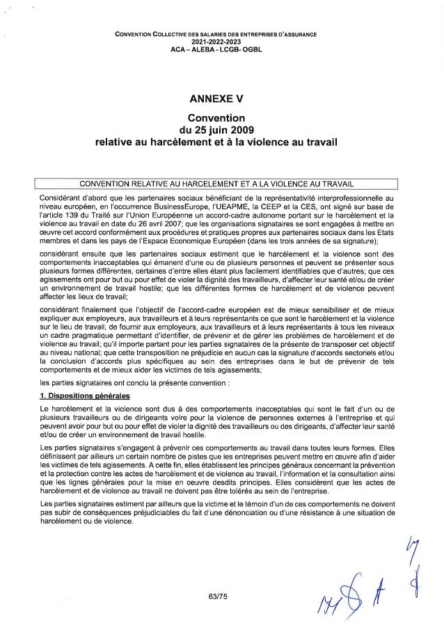 Convention collective de travail des salariés des entreprises d'assurance