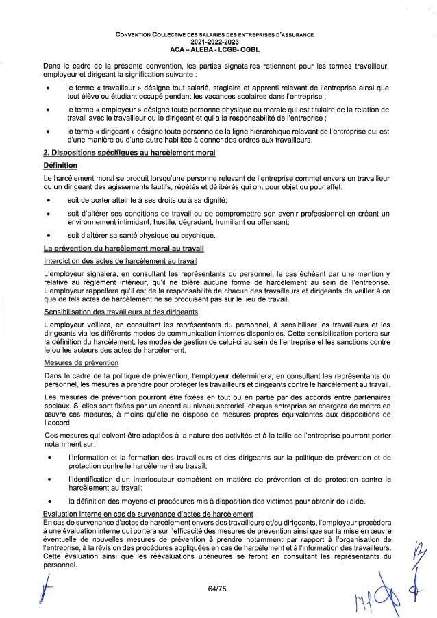 Convention collective de travail des salariés des entreprises d'assurance