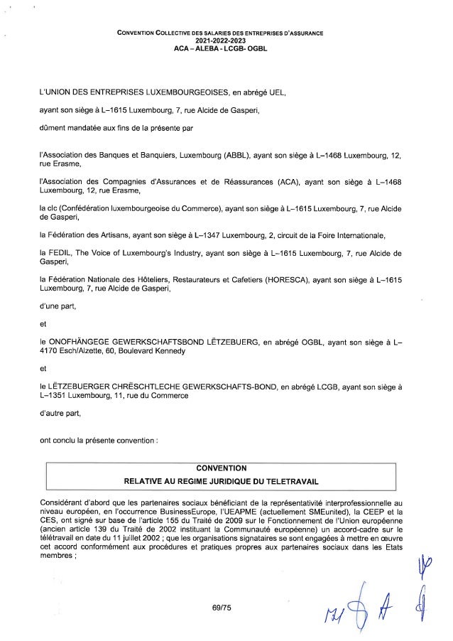 Convention collective de travail des salariés des entreprises d'assurance