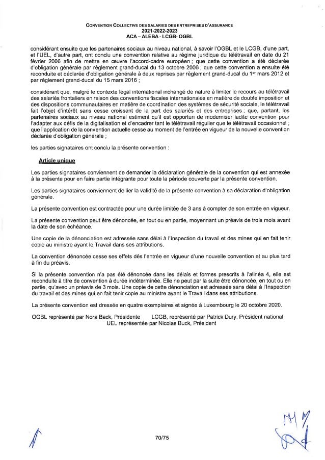 Convention collective de travail des salariés des entreprises d'assurance
