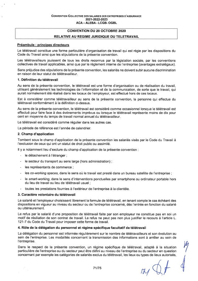Convention collective de travail des salariés des entreprises d'assurance