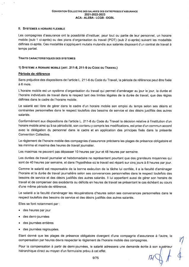 Convention collective de travail des salariés des entreprises d'assurance