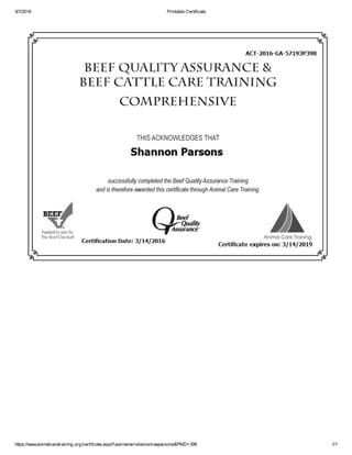 BQA Printable Certificate