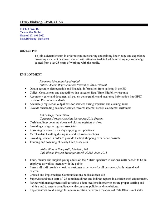 Tracy Birdsong Resume DOC