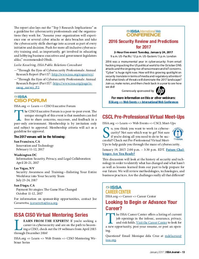 The Best Articles of 2016 DEVELOPING AND CONNECTING CYBERSECURITY LEA… The Best Articles of 2016 DEVELOPING AND CONNECTING CYBERSECURITY LEA…