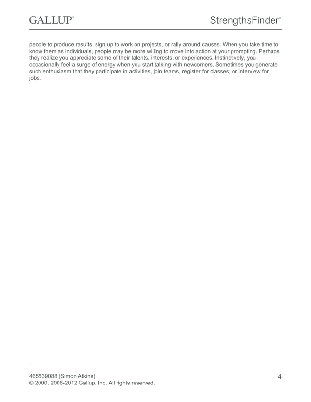 Gallup Strengths Insight Report | PDF