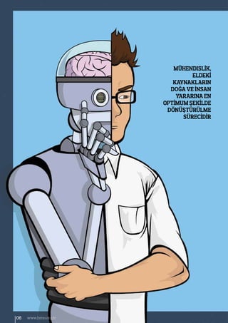 Mühendislİk,
Eldekİ
Kaynakların
doğa ve İnsan
yararına en
optİmum şekİlde
dönüştürülme
sürecİdİr
06 www.bimo.org.tr
 