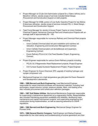 Refinery Project Manager Picture Examples Rusty Adkins Resume | DOC