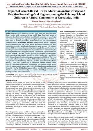 Impact of School Based Health Education on Knowledge and Practice ...