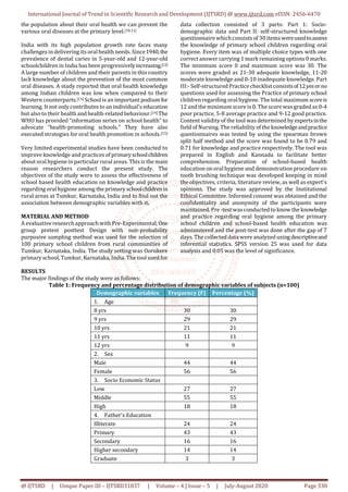 Impact of School Based Health Education on Knowledge and Practice ...