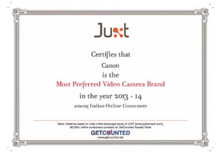juxt india online_2013-14_ most preferred video camera brand