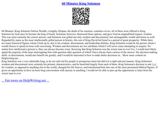 60 Minutes King Solomon | PPT