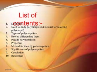 Polymorphism presentation of Pharmacy.ppt | Chemistry | Science
