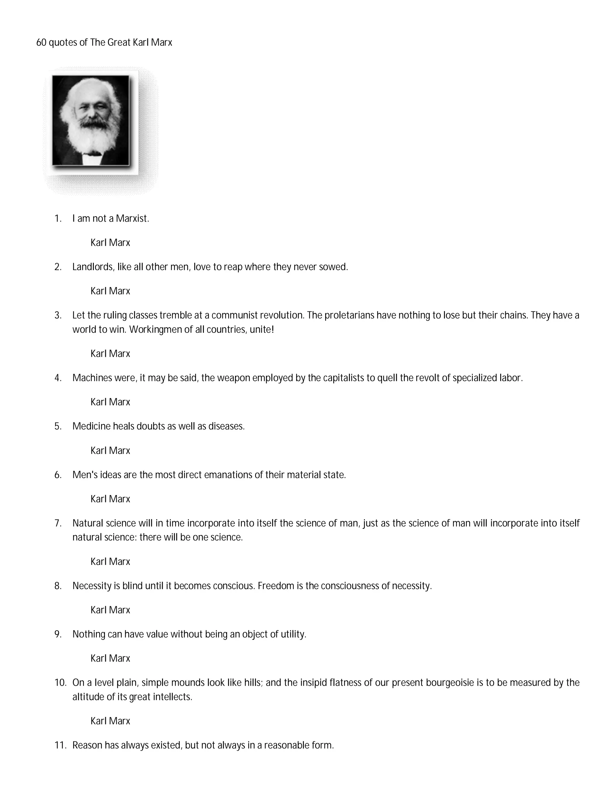 60 Quotes Of The Great Karl Marx compiled by Aneek Gupta | PDF, image size:2048x2650