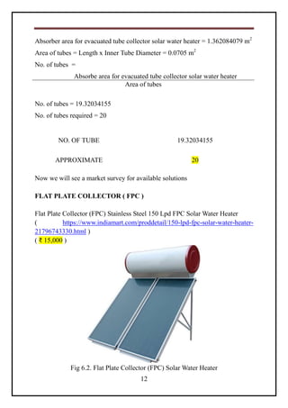 Design Calculations for Solar Water Heating System | PDF