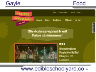 9
Gayle Food
www.edibleschoolyard.co
 